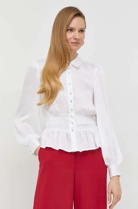 Guess koszula damska kolor biały regular z kołnierzykiem klasycznym