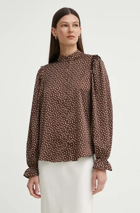 Bruuns Bazaar koszula Acacia Fria damska kolor brązowy regular ze stójką