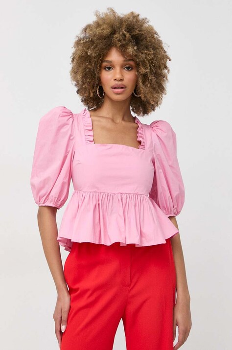 Custommade bluza din bumbac Darine femei, culoarea roz, neted