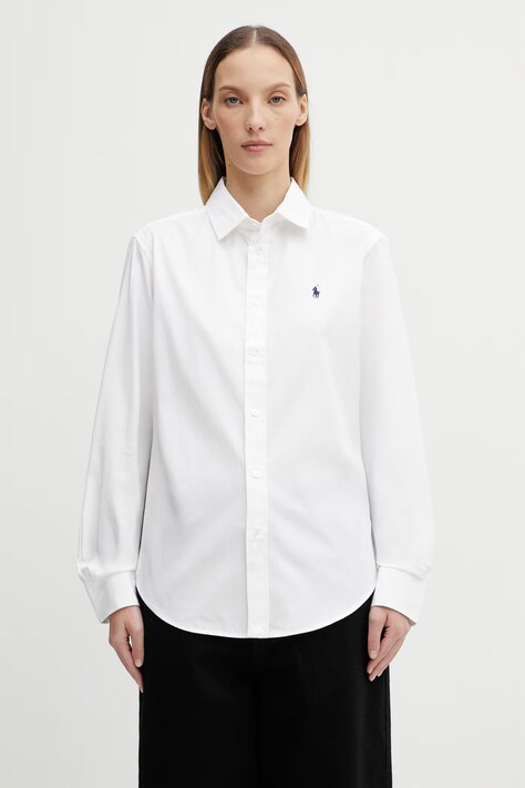 Bavlněná košile Polo Ralph Lauren bílá barva, regular, s klasickým límcem, 211891376