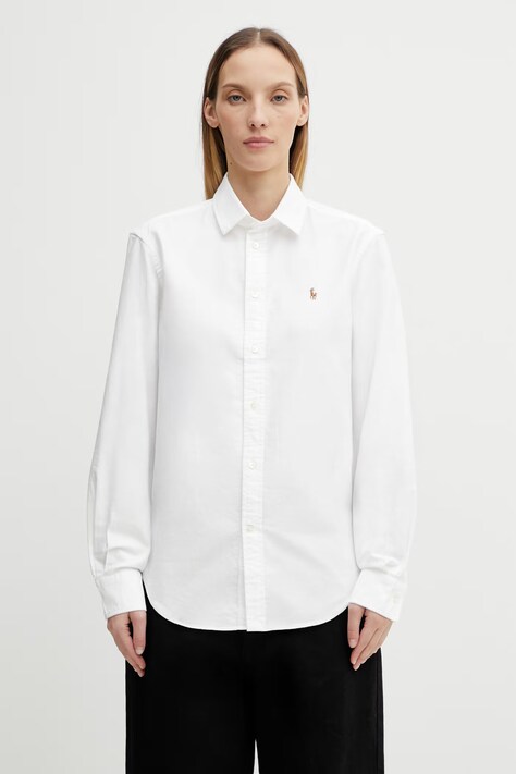 Bavlněná košile Polo Ralph Lauren bílá barva, regular, s klasickým límcem, 211891377