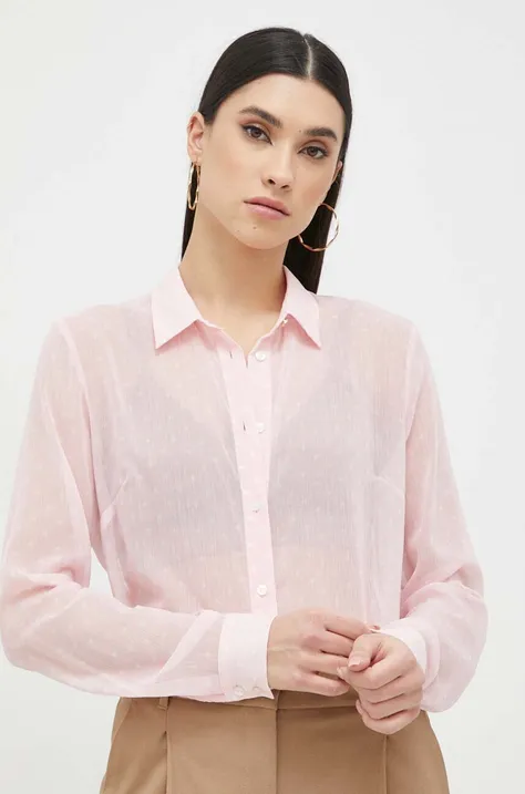 Рубашка Guess женская цвет розовый regular классический воротник