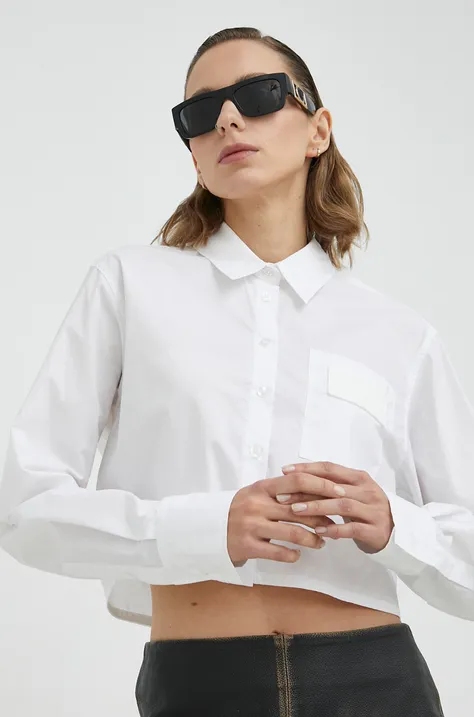 Бавовняна сорочка Remain жіноча колір білий relaxed класичний комір