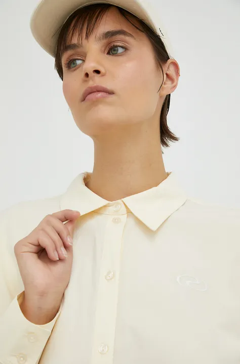 Bavlnená košeľa Résumé dámska, béžová farba, voľný strih, s klasickým golierom
