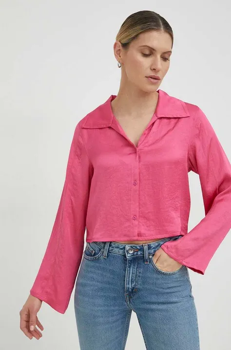 Рубашка American Vintage женская цвет розовый regular классический воротник