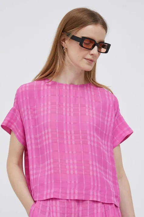 Блузка Emporio Armani жіноча колір рожевий однотонна