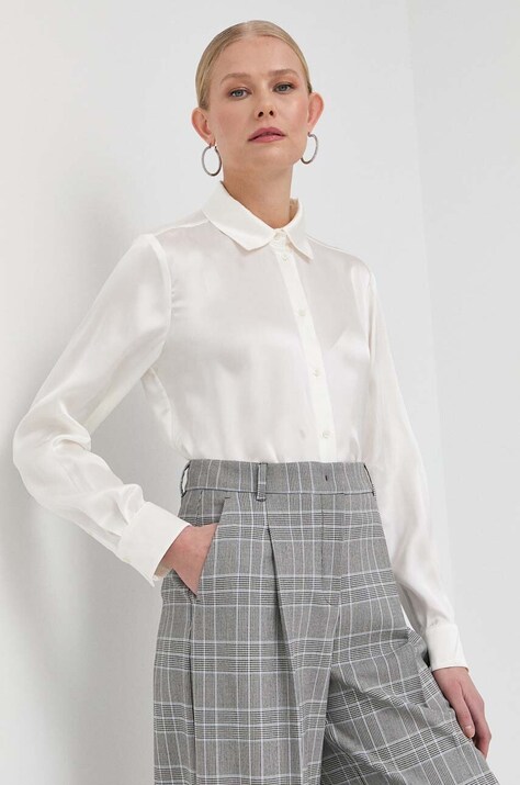 Μεταξωτό πουκάμισο MAX&Co. χρώμα: μπεζ