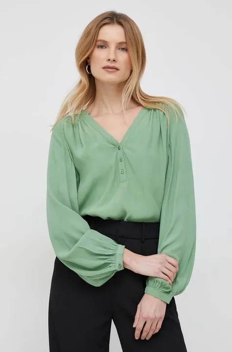 Блузка United Colors of Benetton жіноча колір зелений однотонна