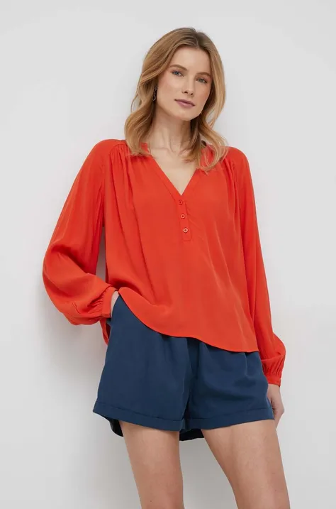 United Colors of Benetton bluzka damska kolor pomarańczowy gładka