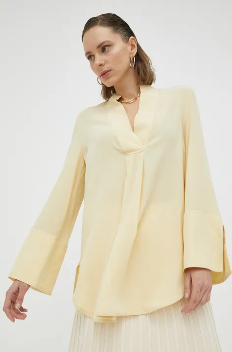 Pamučna bluza By Malene Birger boja: žuta, glatka