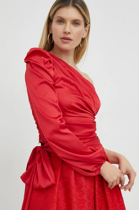 Блуза Pinko в червено с изчистен дизайн