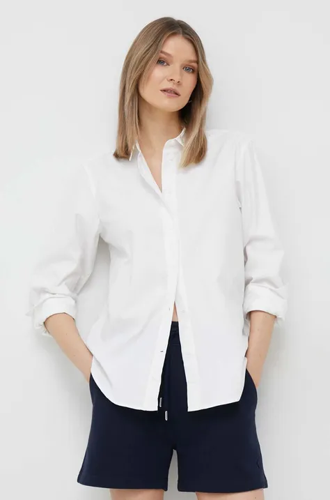 Бавовняна сорочка Tommy Hilfiger жіноча колір білий regular класичний комір