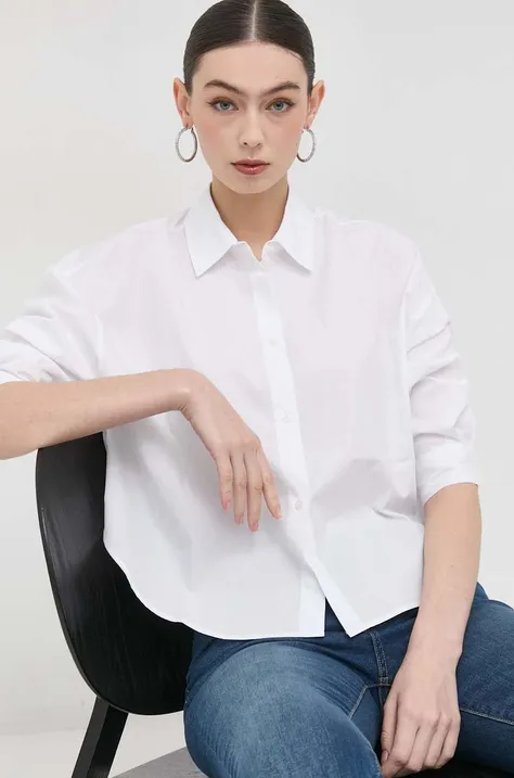 Bombažna srajca Armani Exchange ženska, bela barva
