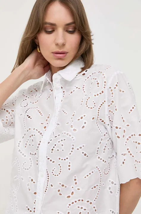 Бавовняна сорочка MAX&Co. жіноча колір білий regular класичний комір