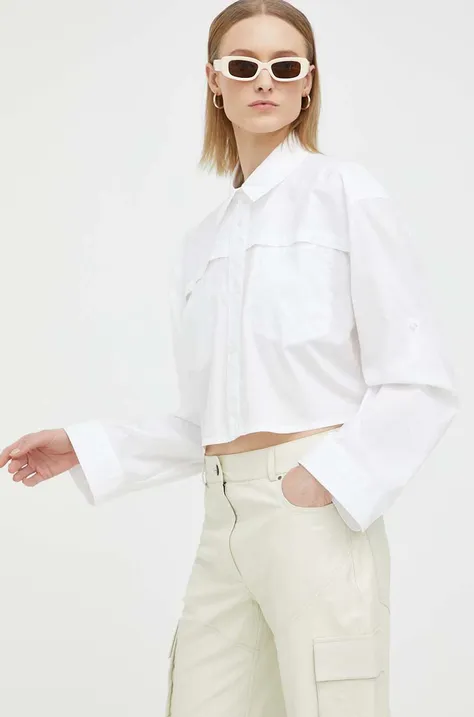 Βαμβακερό πουκάμισο Remain χρώμα: άσπρο