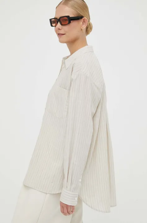 Bavlnená košeľa Lovechild Elotta dámska, béžová farba, voľný strih, s klasickým golierom