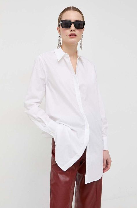 Бавовняна сорочка Karl Lagerfeld жіноча колір білий relaxed класичний комір