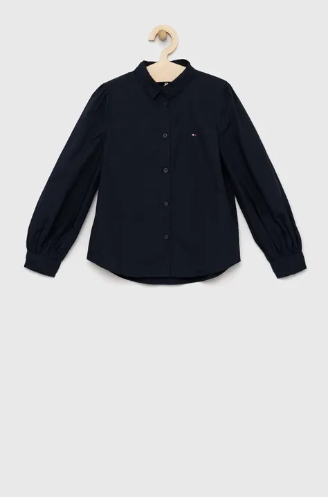 Παιδικό βαμβακερό πουκάμισο Tommy Hilfiger χρώμα: ναυτικό μπλε