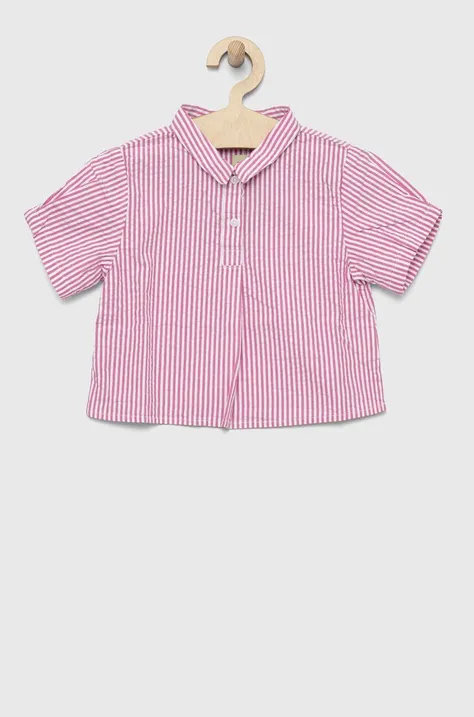 United Colors of Benetton koszula bawełniana dziecięca kolor różowy