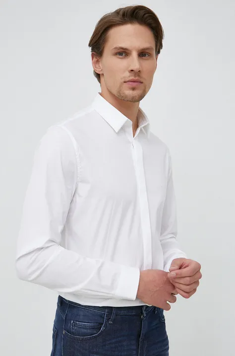 Košeľa Calvin Klein pánska, biela farba, slim, s klasickým golierom, K10K109891
