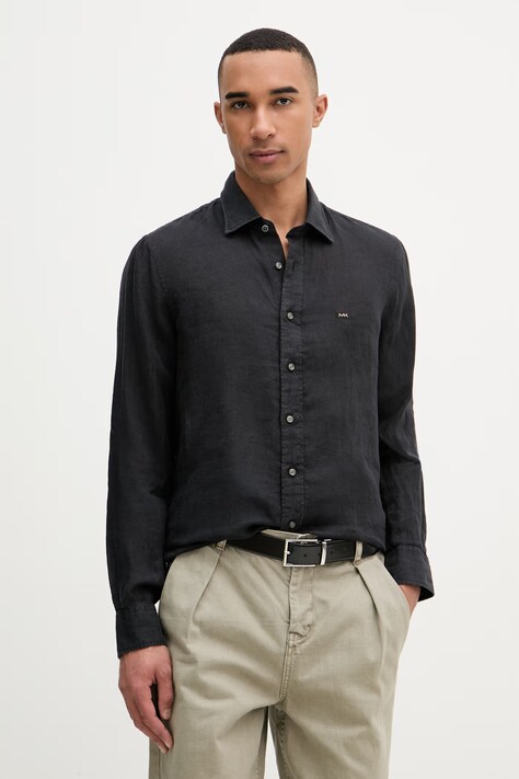 Michael Kors koszula męska lniana czarna gładka MK0DS01099