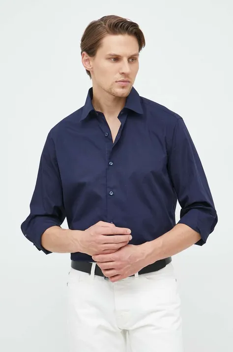 Βαμβακερό πουκάμισο Paul&Shark ανδρικό, χρώμα: ναυτικό μπλε