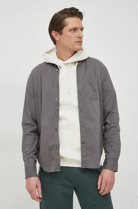 Košulja GAP za muškarce, boja: siva, regular, s klasičnim ovratnikom