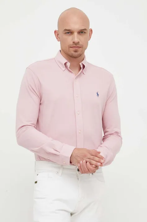 Košile Polo Ralph Lauren růžová barva, regular, s límečkem button-down