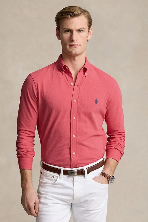 Polo Ralph Lauren camasa din bumbac barbati, culoarea negru, cu guler button-down, regular, 710654408