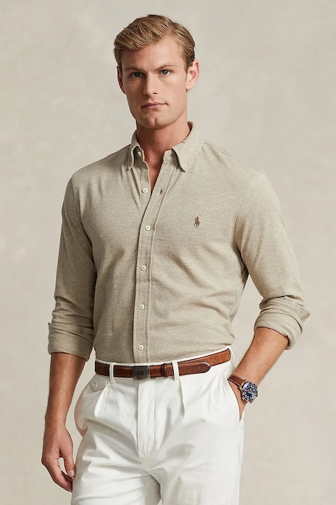 Bavlněná košile Polo Ralph Lauren černá barva, regular, s límečkem button-down, 710654408