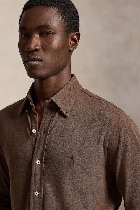 Polo Ralph Lauren Košulja od pamuka za muškarce smeđa bez uzorka 710654408