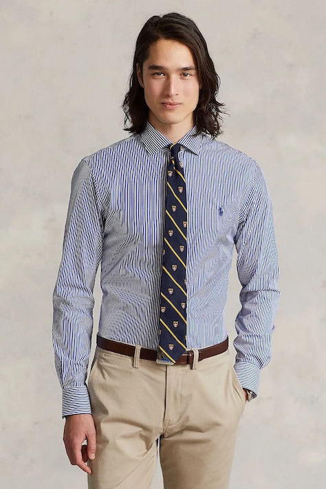 Košile Polo Ralph Lauren bílá barva, slim, s klasickým límcem, 712827064