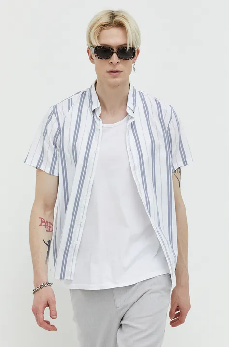 Košulja Abercrombie & Fitch za muškarce, boja: bijela, regular, o button-down ovratnikom