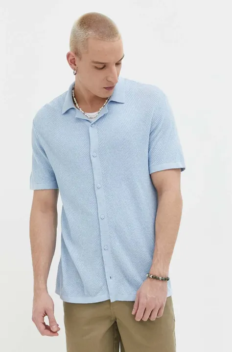 Риза Hollister Co. мъжка в синьо със стандартна кройка
