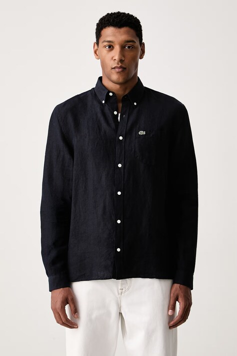 Lacoste Koszula męska lniana granatowa gładka CH5692