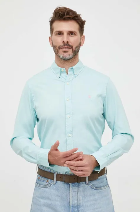 Βαμβακερό πουκάμισο Polo Ralph Lauren ανδρικό, χρώμα: τιρκουάζ