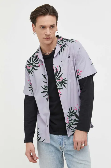 Памучна риза Billabong мъжка в лилаво със стандартна кройка