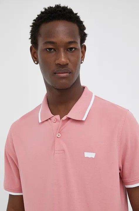 Levi's tricou polo barbati, culoarea roz, cu imprimeu