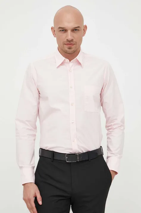 Pamučna košulja BOSS BOSS ORANGE za muškarce, boja: ružičasta, regular, s klasičnim ovratnikom