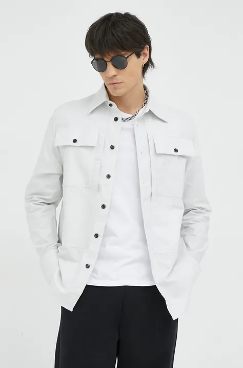 Хлопковая рубашка G-Star Raw мужская цвет серый regular классический воротник