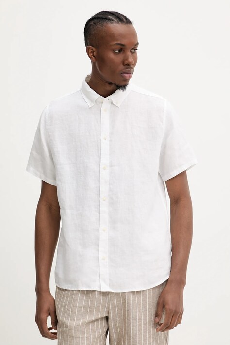 Les Deux camasa de in culoarea alb, cu guler button-down, regular