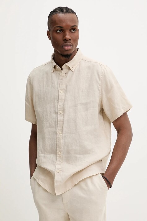 Les Deux camasa de in culoarea bej, cu guler button-down, regular