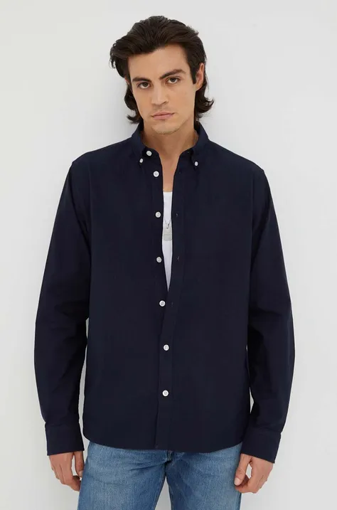 Рубашка Les Deux мужская цвет синий regular воротник button-down