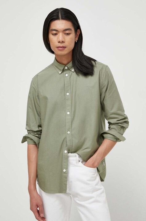 Les Deux camasa barbati, culoarea turcoaz, cu guler button-down, regular