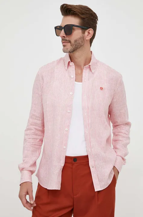 Ленена риза North Sails в розово със стандартна кройка с яка с копче