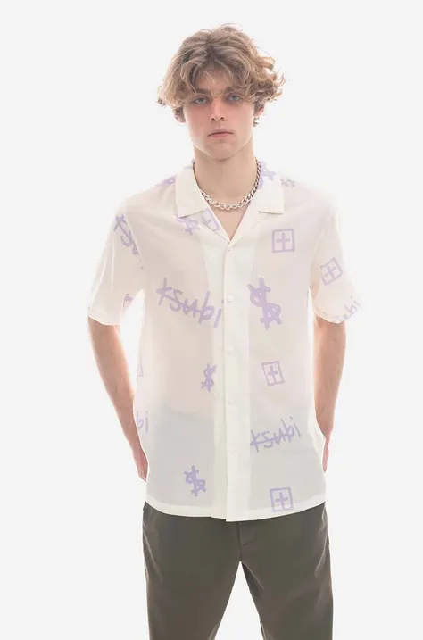 Риза KSUBI мъжка в бяло със стандартна кройка