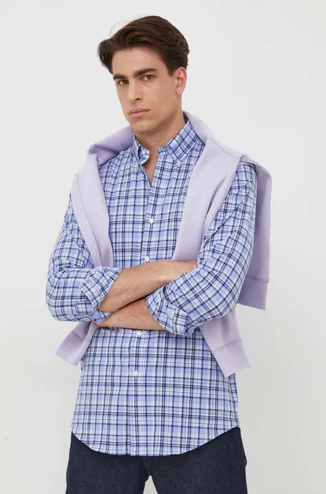 Polo Ralph Lauren koszula męska kolor fioletowy regular z kołnierzykiem button-down