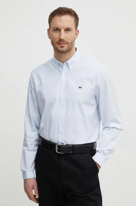 Хлопковая рубашка Lacoste мужская regular воротник button-down