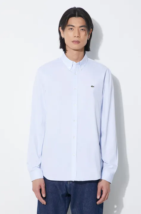 Памучна риза Lacoste мъжка със стандартна кройка с яка с копче