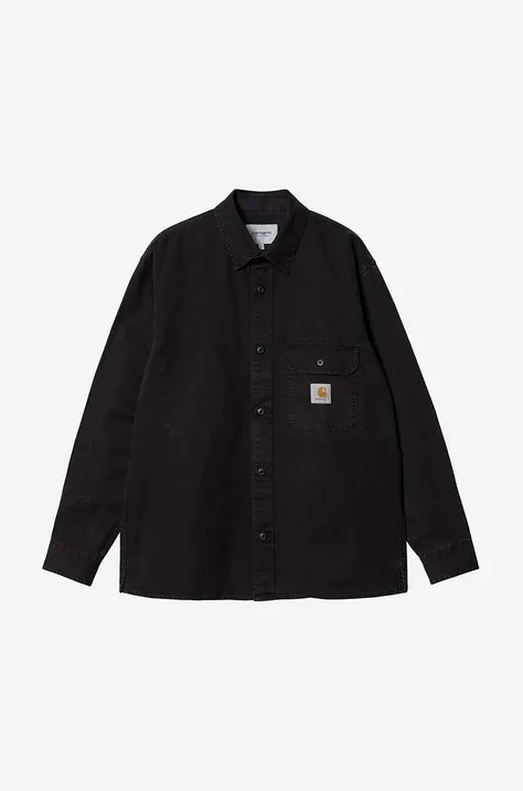 Памучна риза Carhartt WIP Reno Shirt Jac мъжка в черно със свободна кройка с класическа яка